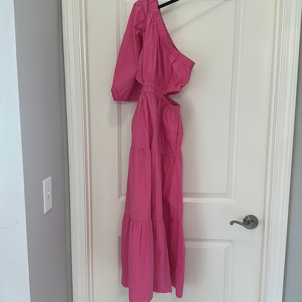 NWT Amazon The Drop One Shoulder Maxi Dress Pink